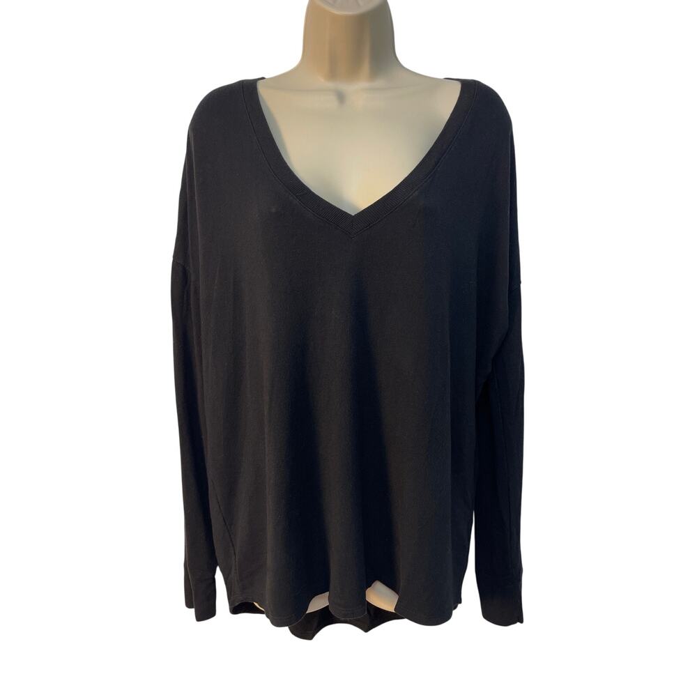 Express One Eleven Womens Black V-Neck Long Sleeve High Low Top Size Medium